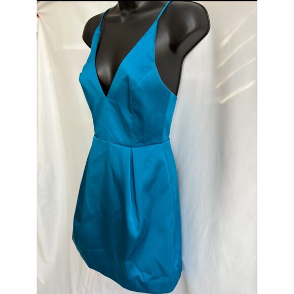TOPSHOP Royal Blue Spaghetti Strap Satin Mini Dress Prom Cocktail Formal sz 2 - Picture 4 of 10